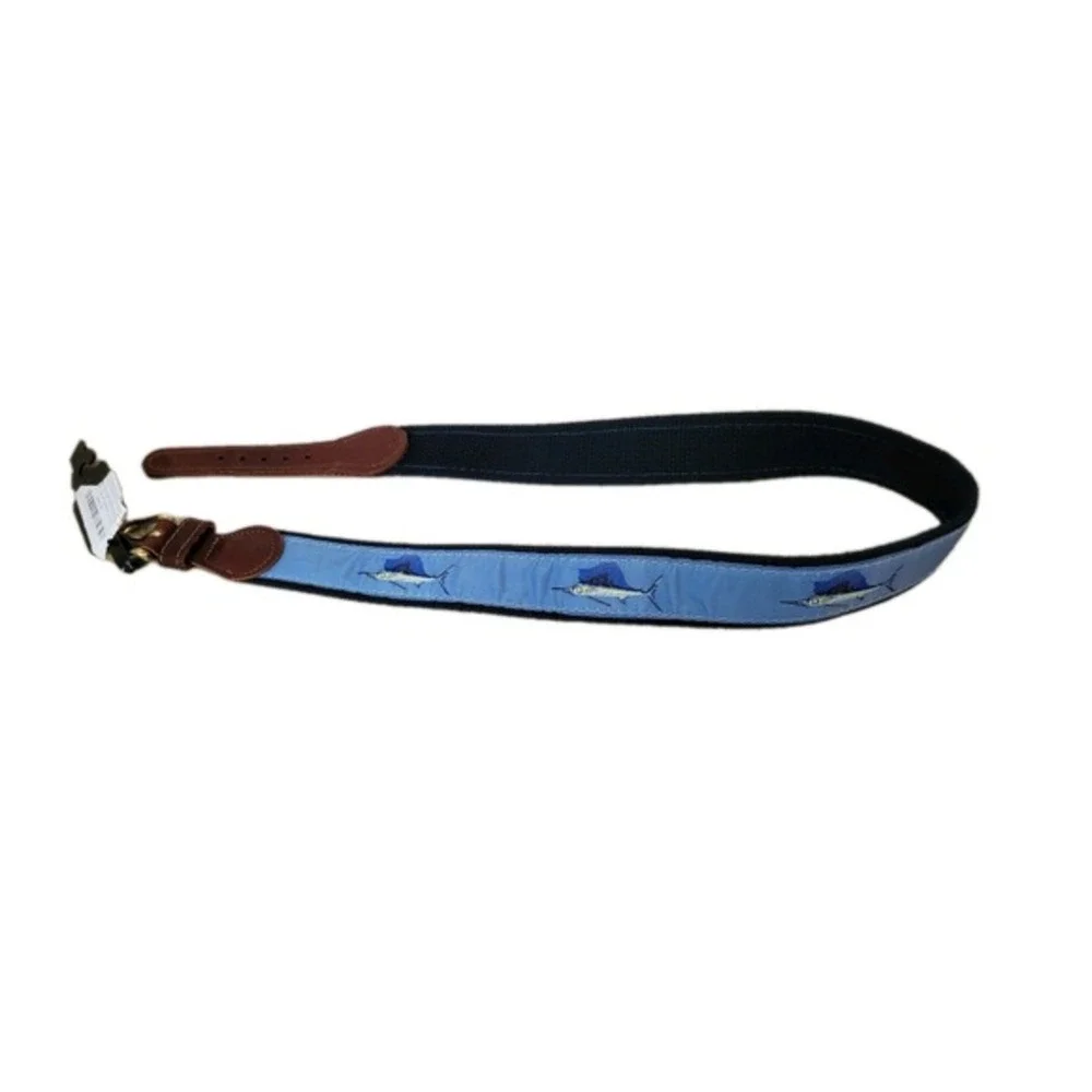 Men's Preston Leather Swordfish Fish Belt Size 28 Fishermen's Aesthetic